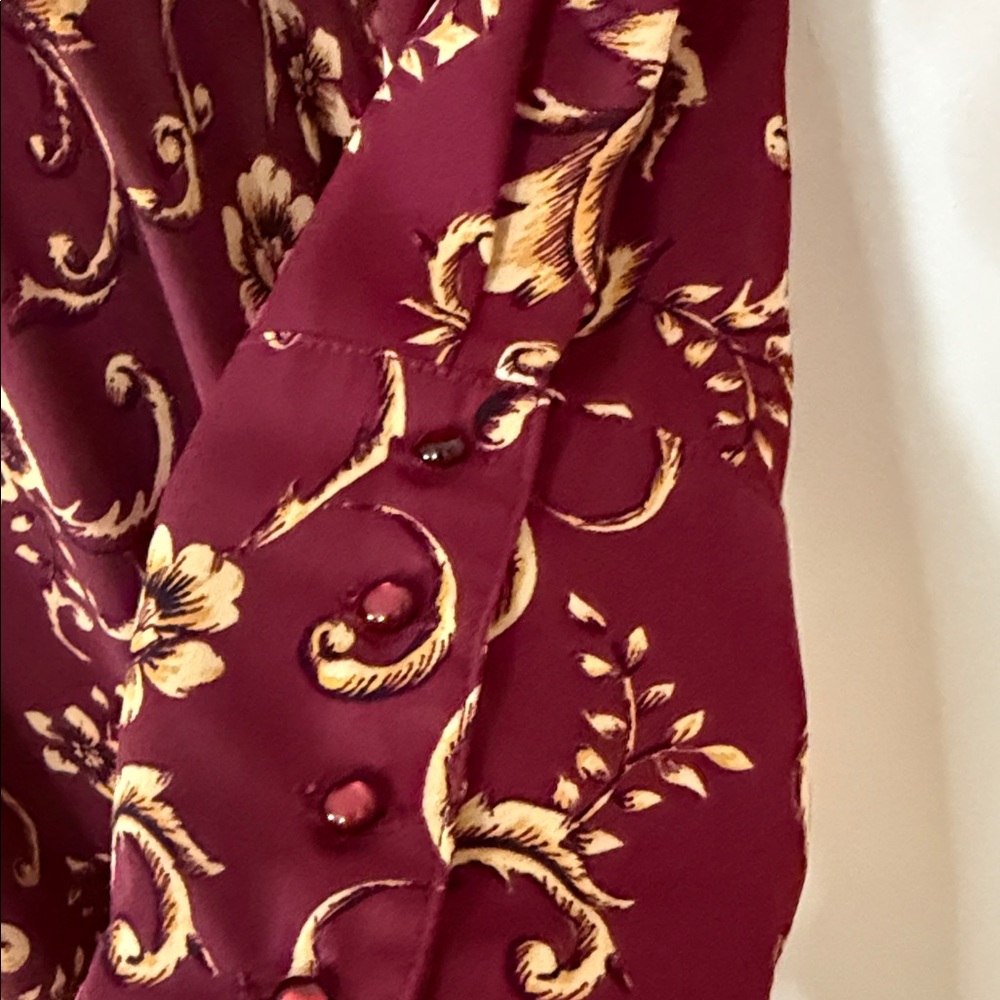 Nanette Lepore Burgundy and Gold Patterned Midi Dress SKU1291 - Picture 4 of 7